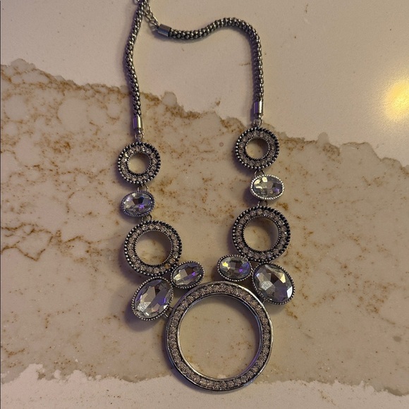 Jewelry - Elegant Silver Necklace with Crystal Accents